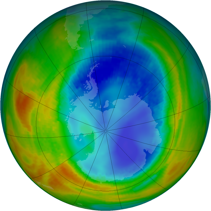 Antarctic ozone map for 18 August 2002